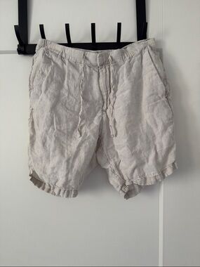 H&M Light Beige Linen-Blend Cargo Shorts